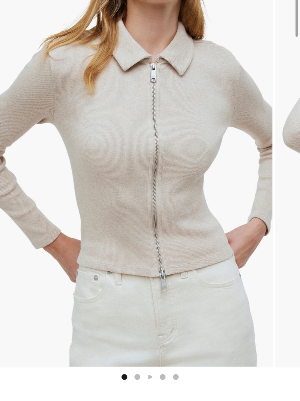 Madewell rib zip front cotton top